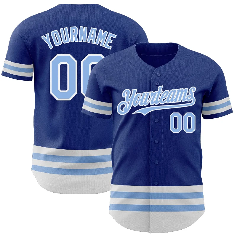 Custom Baseball Jerseys With Unique Designs-Custom Royal Light Blue-White Line Authentic Baseball Jersey