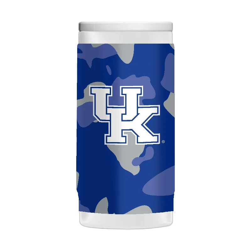 Team Mugs For Schools & Colleges-Kentucky 12oz Camo Powder Coat Slim Can Coolie