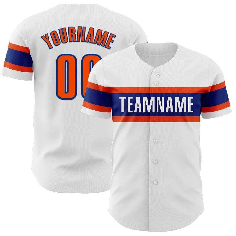 Personalized Baseball Jerseys For Alumni Associations-Custom White Orange-Royal Authentic Baseball Jersey