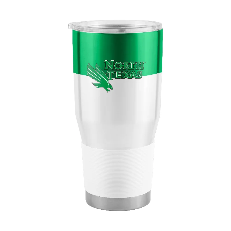 Personalized Team Mugs With Player Numbers-North Texas 30oz Colorblock Stainless Steel Tumbler