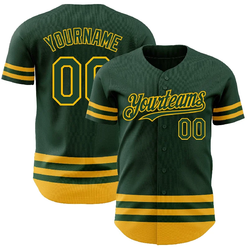 Custom Baseball Jerseys For Local Leagues & Clubs-Custom Green Gold Line Authentic Baseball Jersey