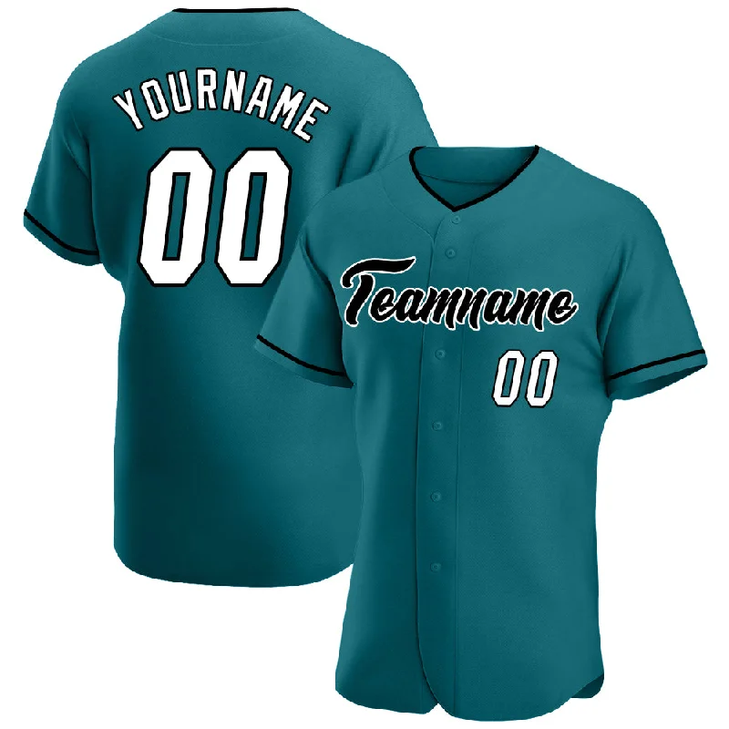 Personalized Baseball Jerseys For Weekend Leagues-Custom Teal White-Black Authentic Baseball Jersey