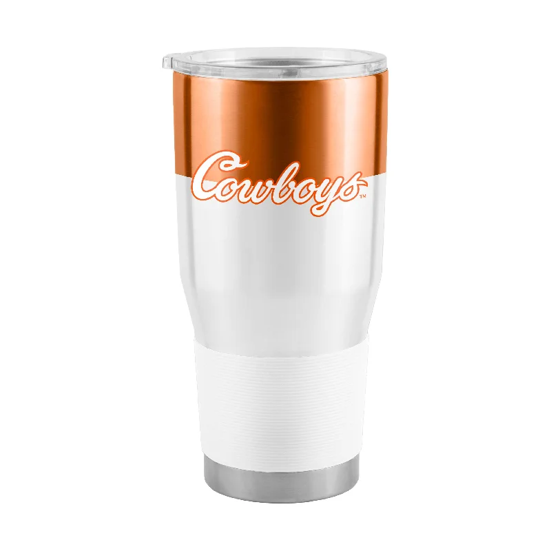 Team Mugs With Custom Text-Oklahoma State 30oz Colorblock Stainless Steel Tumbler