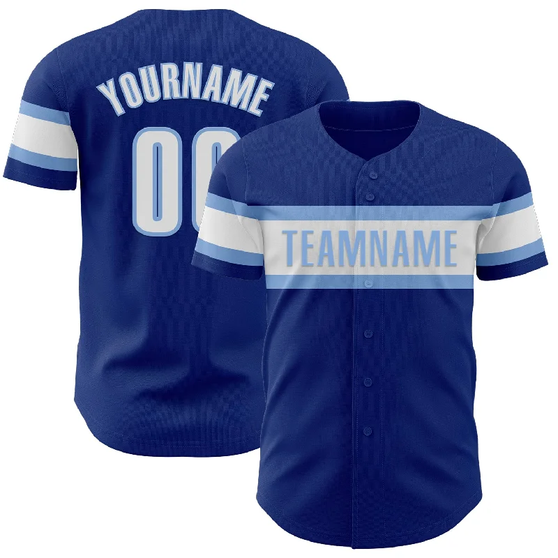 Custom Baseball Jerseys With Bold Graphics-Custom Royal White-Light Blue Authentic Baseball Jersey