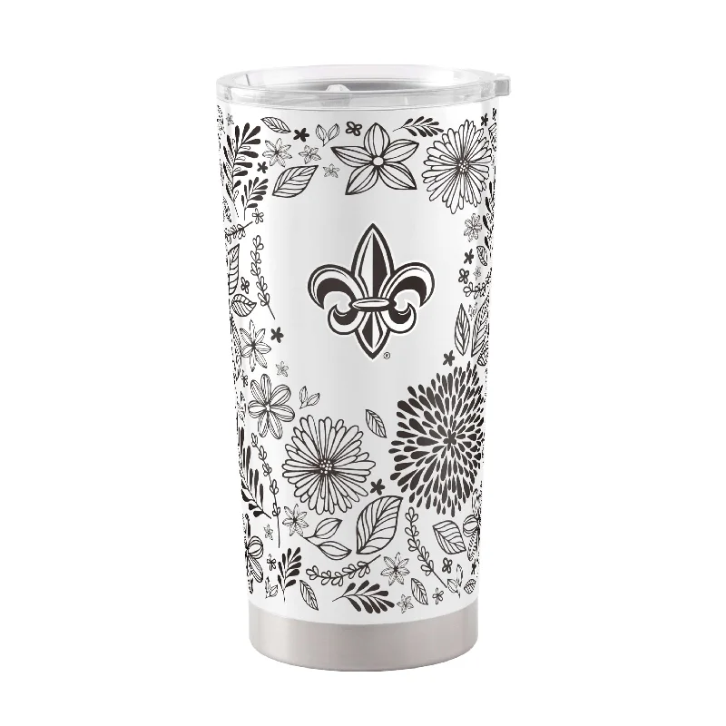 Personalized Team Mugs With Team Mascots-Louisiana - Lafayette 20oz Botanical Stainless Steel Tumbler