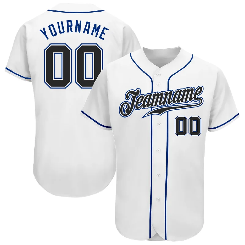 Baseball Jerseys For Special Charity Events-Custom White Black-Royal Authentic Baseball Jersey