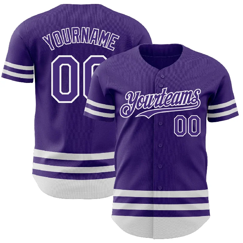 Custom Baseball Jerseys For College Teams-Custom Purple White Line Authentic Baseball Jersey