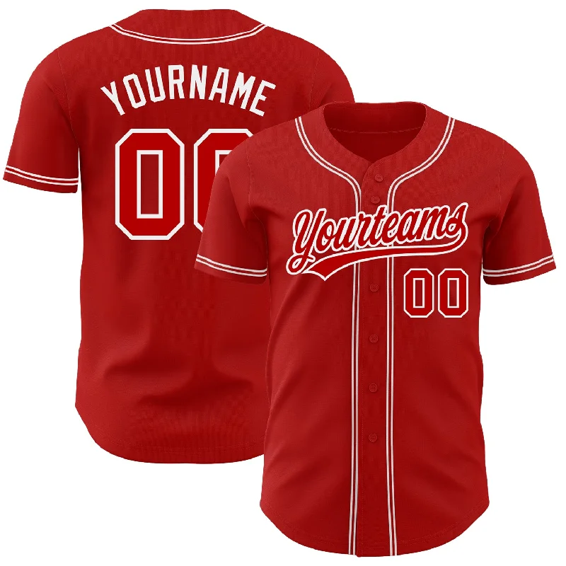 Custom Baseball Jerseys For International Teams-Custom Red Red-White Authentic Baseball Jersey