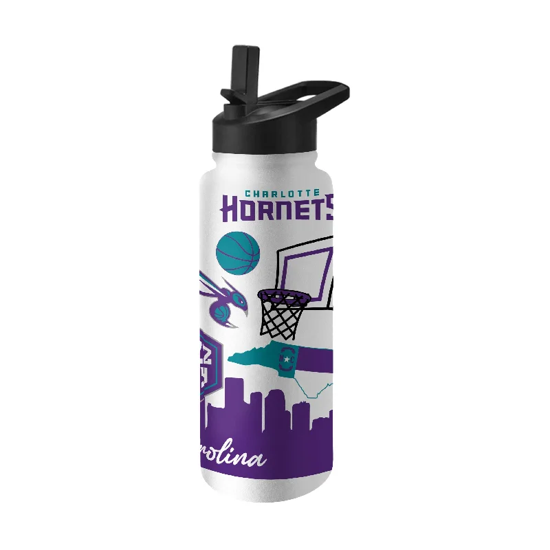 Personalized Team Mugs For Special Sponsors-Charlotte Hornets 34oz Native Quencher Bottle