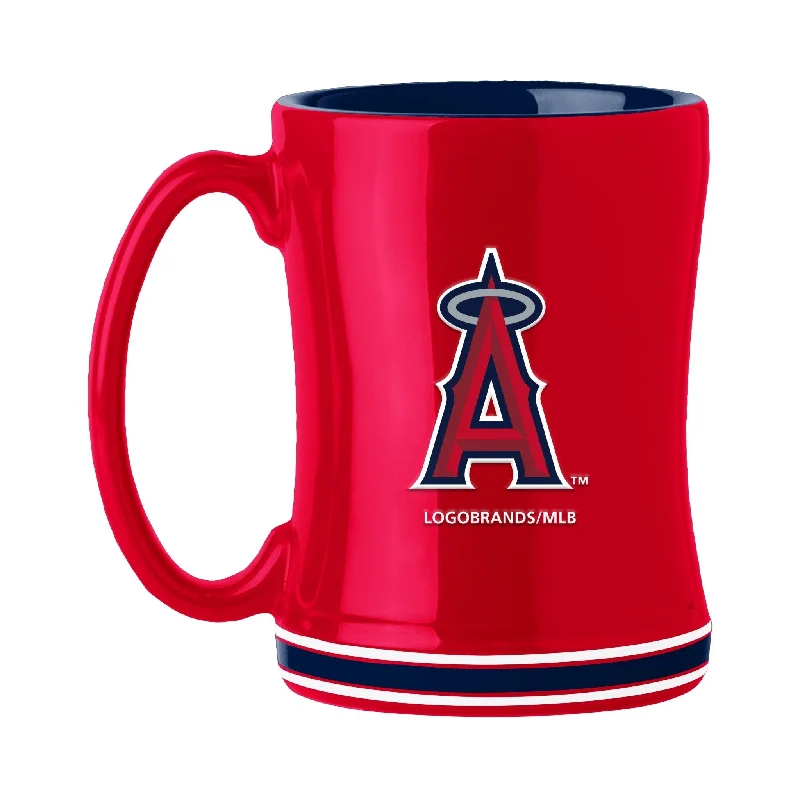 Team Mugs For Personalized Fan Gifts-Los Angeles Angels 14oz Relief Mug