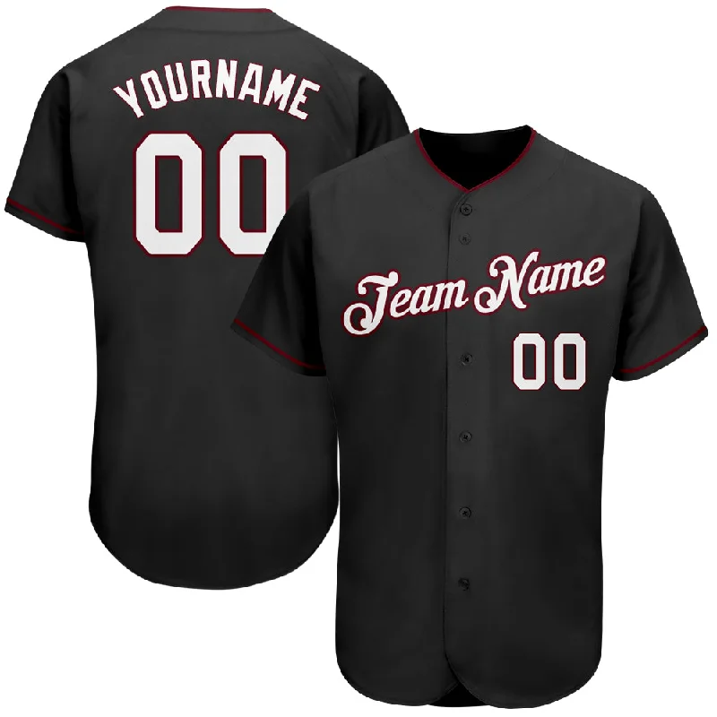 Baseball Jerseys For Alumni Teams-Custom Black White-Crimson Authentic Baseball Jersey