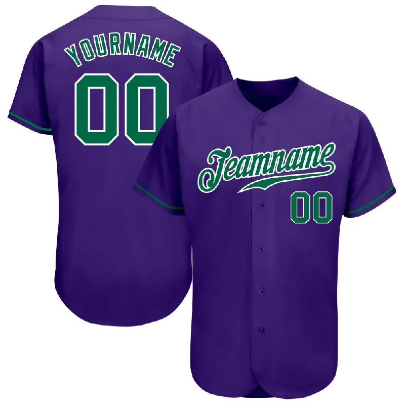 Custom Baseball Jerseys For Holiday Parties-Custom Purple Kelly Green-White Authentic Baseball Jersey