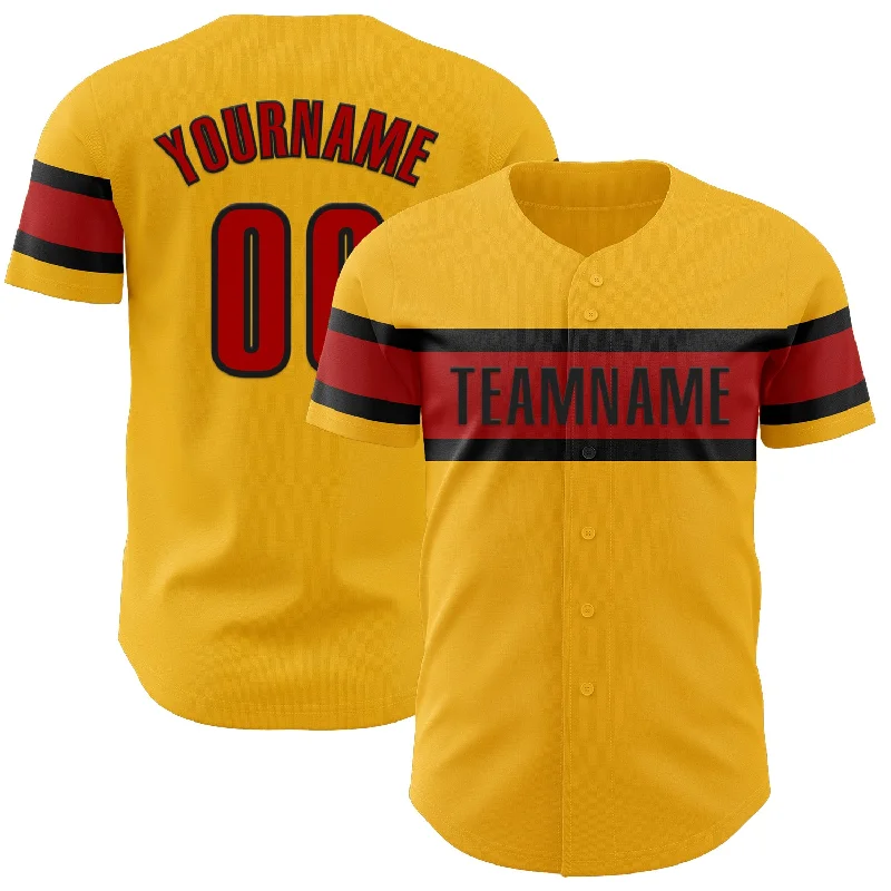 Custom Baseball Jerseys For Special Events-Custom Gold Red-Black Authentic Baseball Jersey