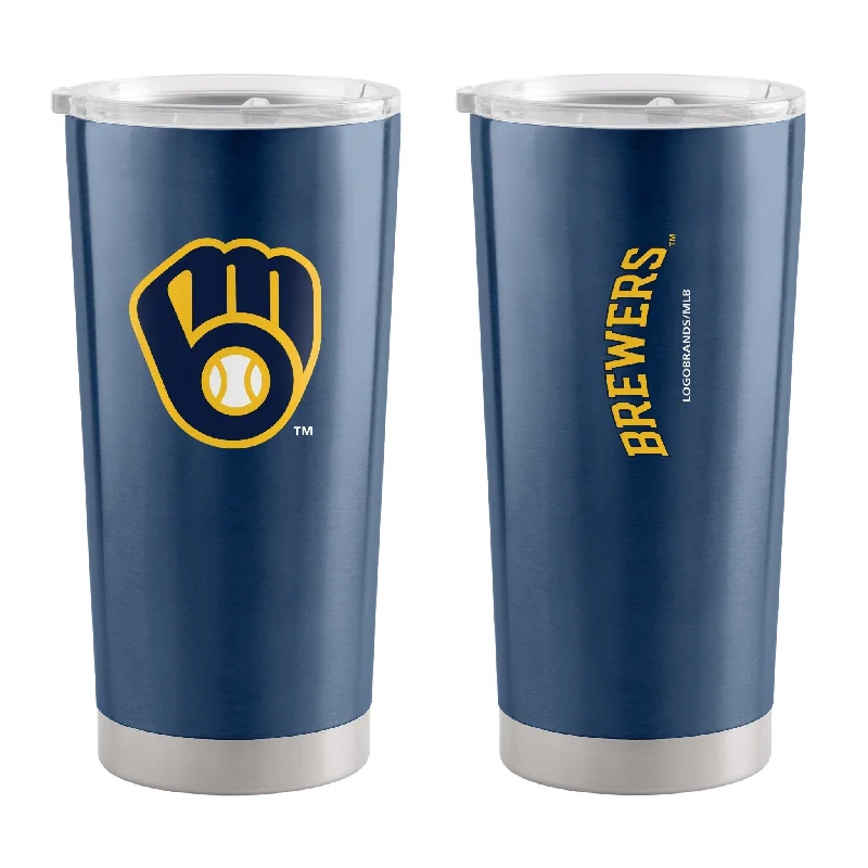 Custom Team Mugs For Special Projects-Milwaukee Brewers 20oz Gameday Stainless Tumbler