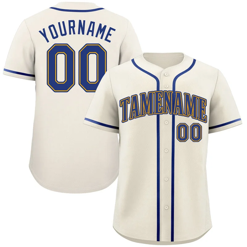 Personalized Baseball Jerseys For Fans & Players-Custom Cream Royal-Gold Classic Style Authentic Baseball Jersey