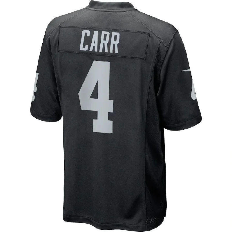 Custom Rugby Jerseys With Dynamic Designs-LV.Raiders #4 Derek Carr  Black Game Player Jersey Stitched American Football Jerseys