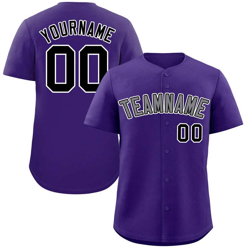 Personalized Baseball Jerseys For Alumni Associations-Custom Purple Gray-White Classic Style Authentic Baseball Jersey