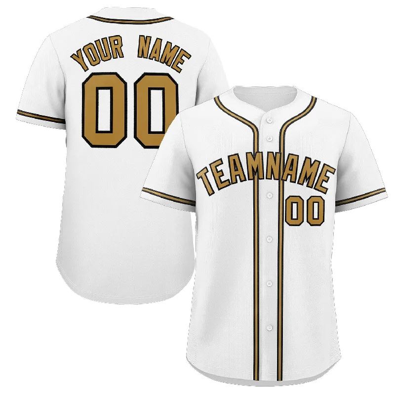 Baseball Jerseys For Youth Teams-Custom White Old Gold-Black Classic Style Authentic Baseball Jersey