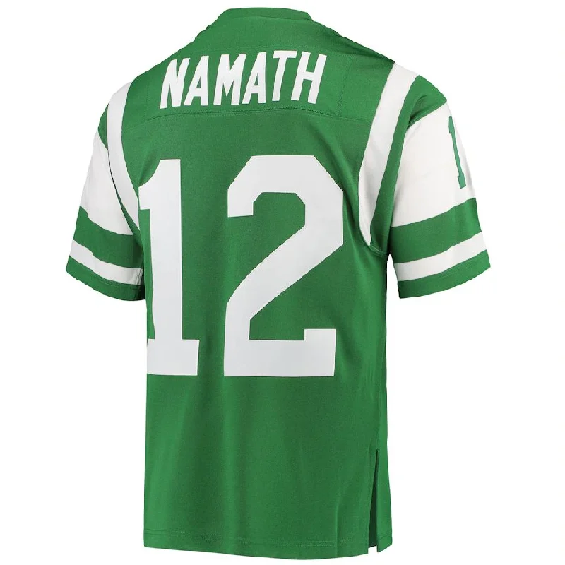 Rugby Jerseys With Bold Logos-NY.Jets #12 Joe Namath Mitchell & Ness Green Authentic Retired Player Jersey Stitched American Football Jerseys