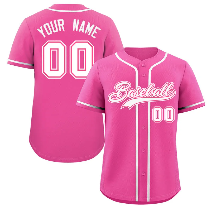 Custom Baseball Jerseys For Team Fundraisers-Custom Pink White-Pink Classic Style Authentic Baseball Jersey