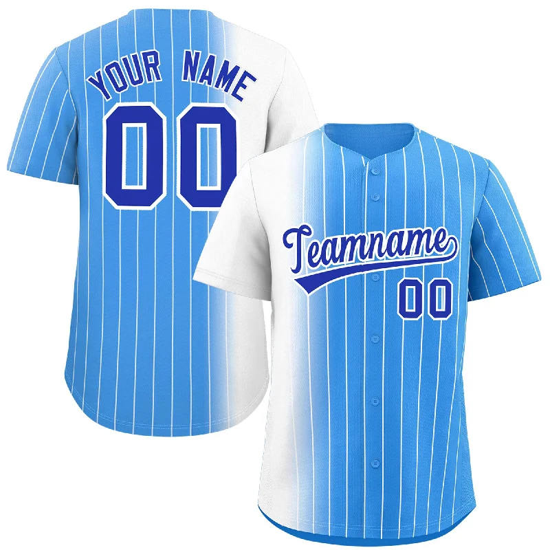 Personalized Baseball Jerseys For Competitive Teams-Custom Powder Blue White Pinstripe Personalized Gradient Authentic Baseball Jersey