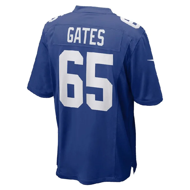 Rugby Jerseys With Custom Back Designs-NY.Giants #65 Nick Gates Royal Game Jersey Stitched American Football Jerseys