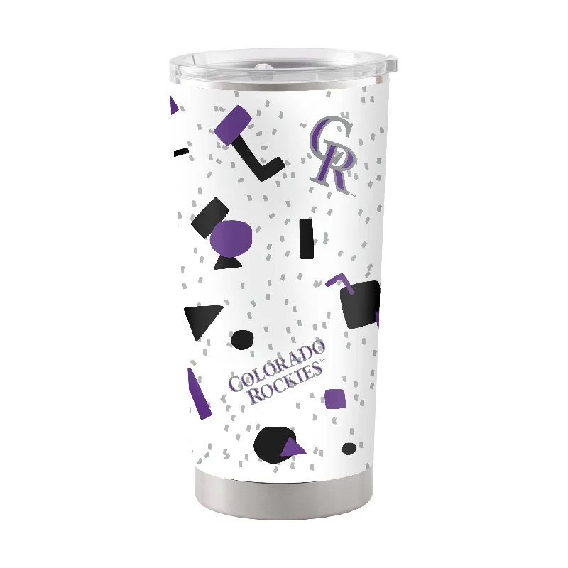 Custom Team Mugs With Team Colors-Colorado Rockies 20oz Flashback Stainless Steel Tumbler