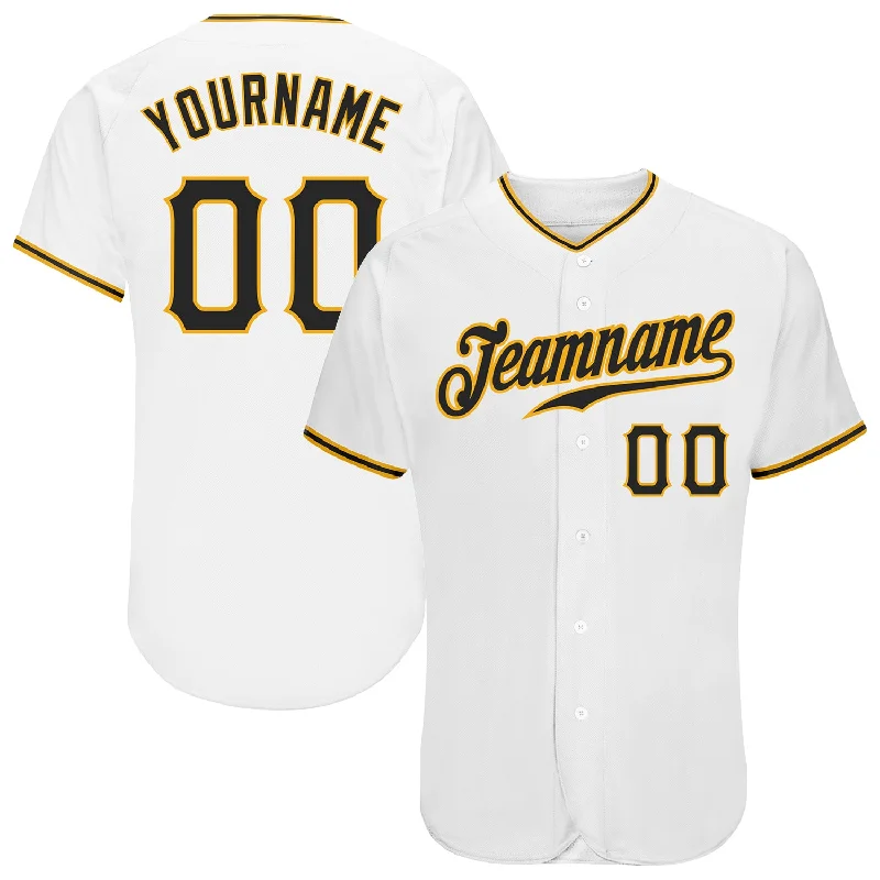 Baseball Jerseys For School Spirit Events-Custom White Black-Gold Authentic Baseball Jersey