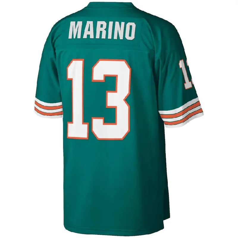 Rugby Jerseys With Unique Designs For Teams-MN.Dolphins #13 Dan Marino Mitchell & Ness Aqua 1984 Legacy Replica Jersey Stitched American Football Jerseys