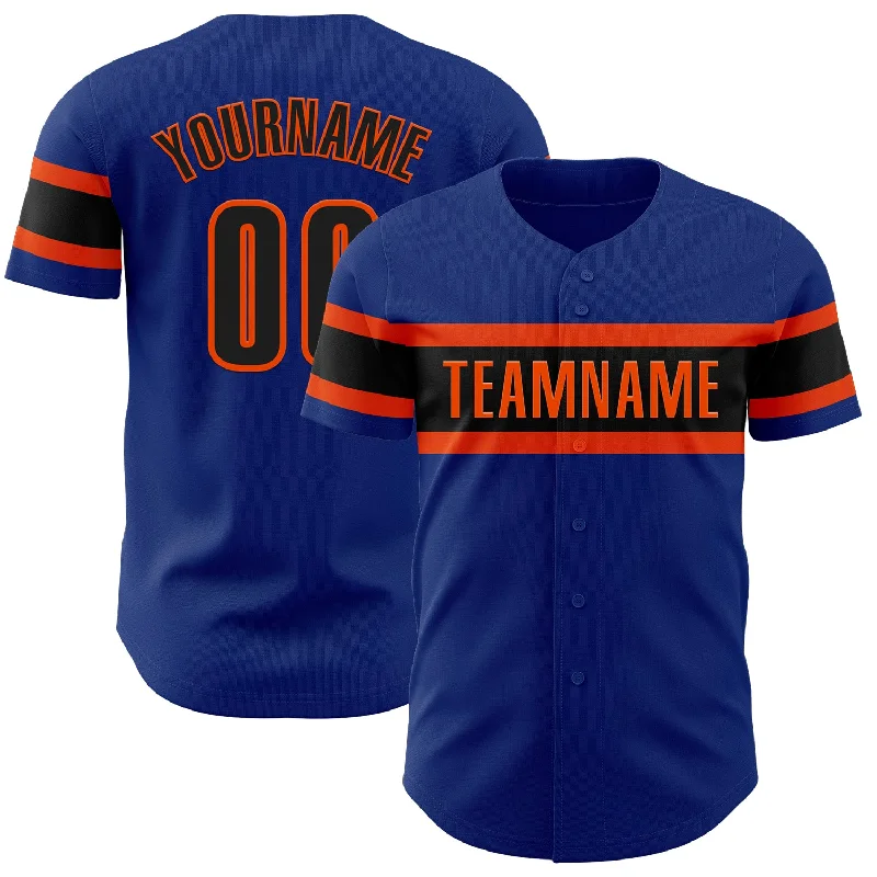 Baseball Jerseys For Special Match Days-Custom Royal Black-Orange Authentic Baseball Jersey