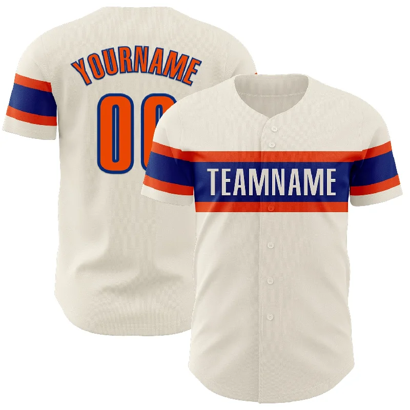 Personalized Baseball Jerseys For Special Guests-Custom Cream Orange-Royal Authentic Baseball Jersey