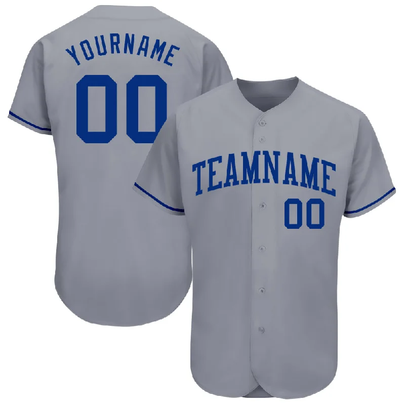 Custom Baseball Jerseys For Sponsor Promotion-Custom Gray Royal Authentic Baseball Jersey