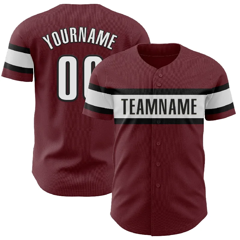 Baseball Jerseys With Player Photos-Custom Burgundy White-Black Authentic Baseball Jersey