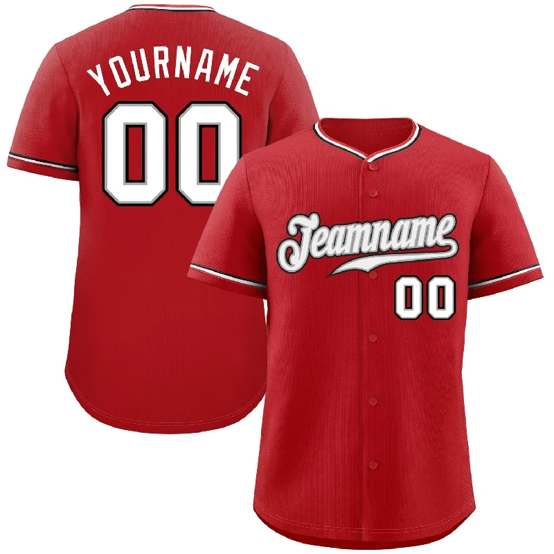 Custom Baseball Jerseys For Custom Team Designs-Custom Red White-Black Classic Style Authentic Baseball Jersey