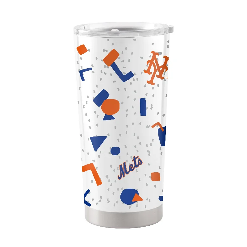 Custom Team Mugs For Coaches-New York Mets 20oz Flashback Stainless Steel Tumbler