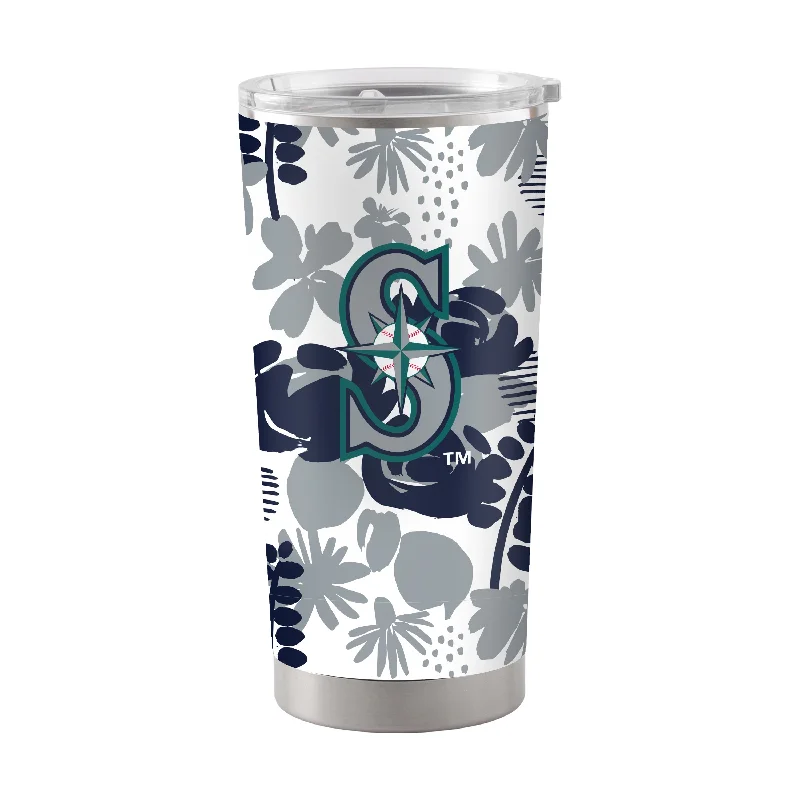 Personalized Team Mugs For Event Sponsorship-Seattle Mariners 20oz Floral Stainless Steel Tumbler