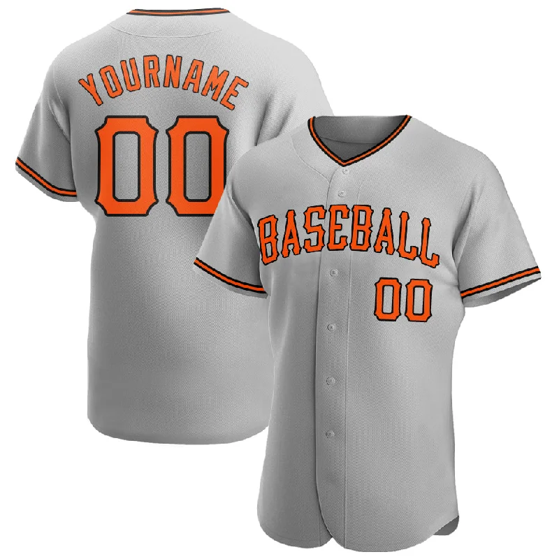 Custom Baseball Jerseys For Group Discounts-Custom Gray Orange-Black Authentic Baseball Jersey