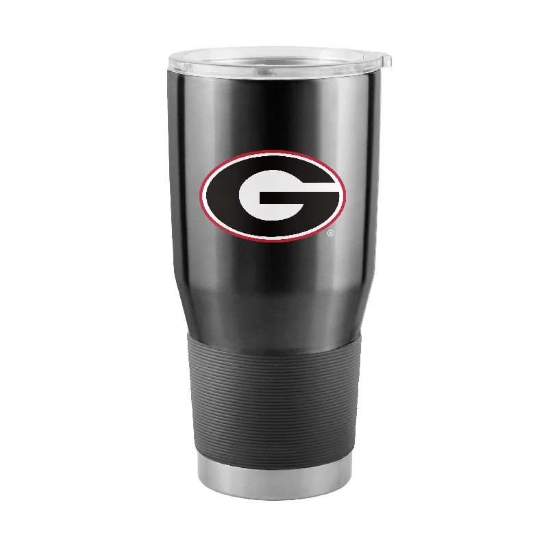 Team Mugs For Sports Fans-Georgia 30oz Black Gameday Stainless Steel Tumbler