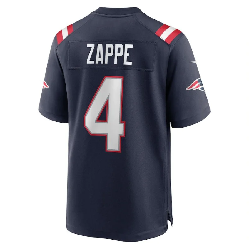 Custom Rugby Jerseys For Corporate Teams-NE.Patriots #4 Bailey Zappe Navy Game Player Jersey Stitched American Football Jerseys