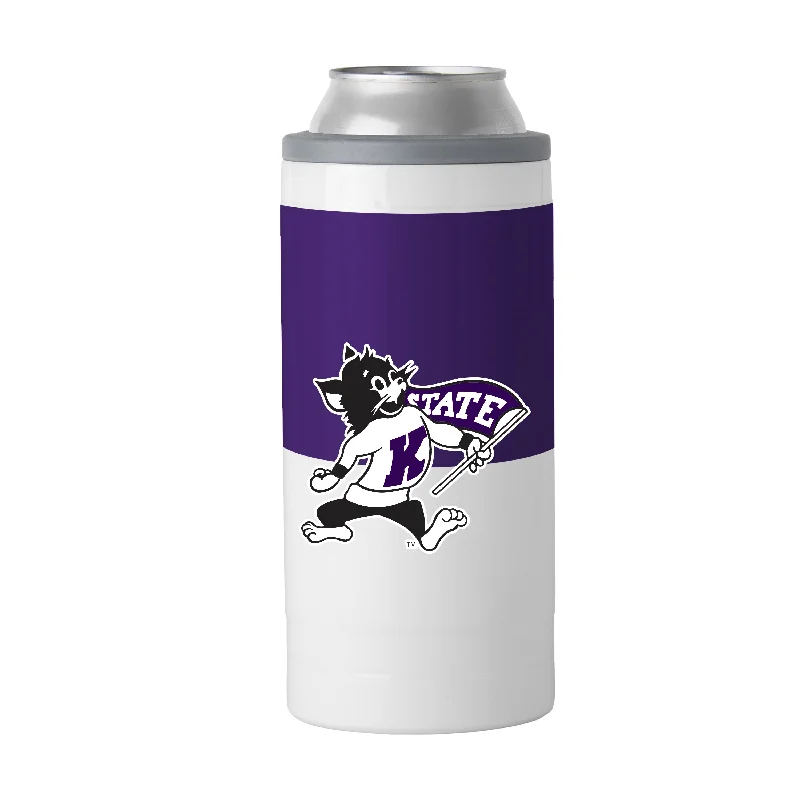 Team Mugs For Social Media Campaigns-Kansas State Willie 12oz Colorblock Slim Can Coolie