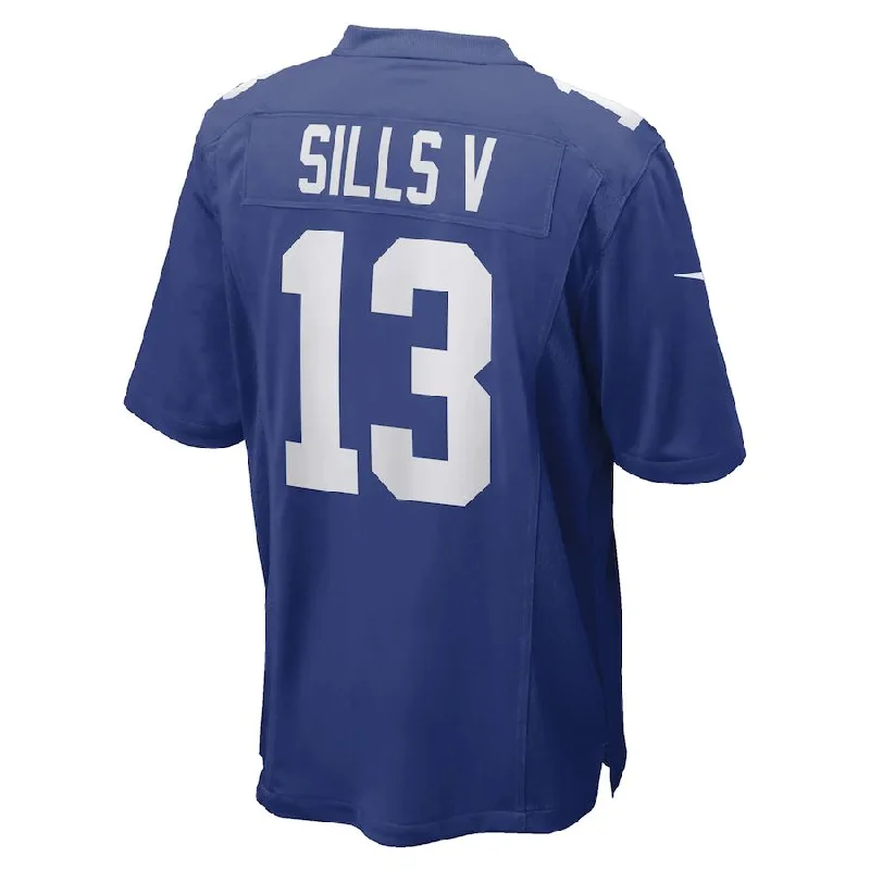 Personalized Rugby Jerseys For Gifts-NY.Giants #13 David Sills V Royal Game Player Jersey Stitched American Football Jerseys