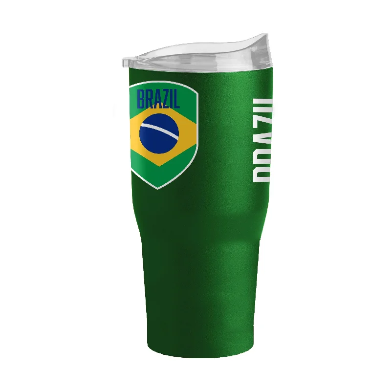 Team Mugs With Personalized Messages-Brazil 30oz Gameday Powder Coat Tumbler