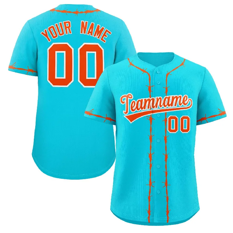 Personalized Baseball Jerseys For Limited Editions-Custom Aqua Orange Thorns Ribbed Classic Style Authentic Baseball Jersey