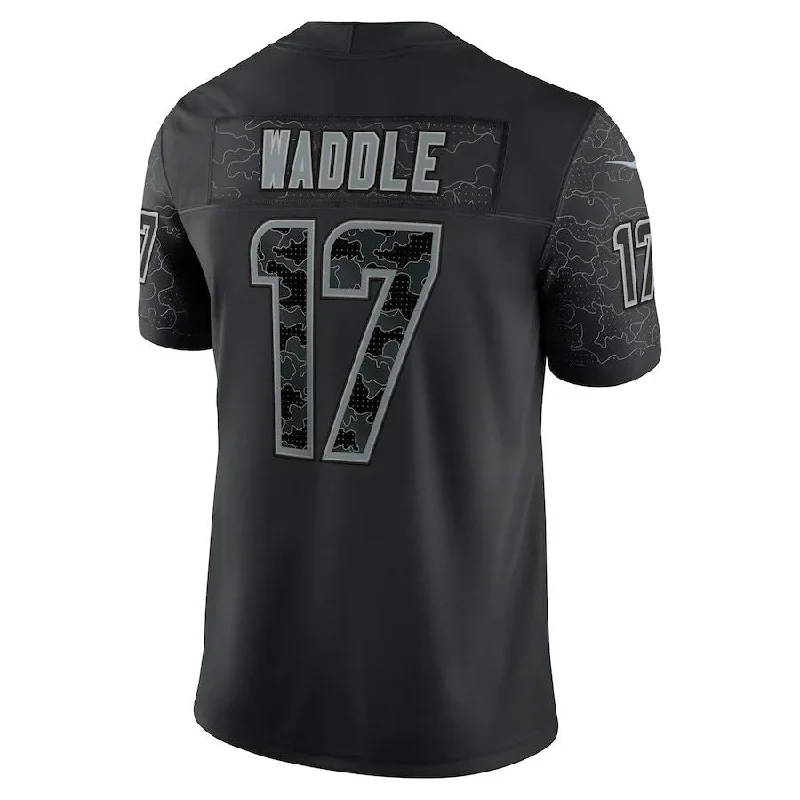 Rugby Jerseys With Player Photos & Numbers-MM.Dolphins #17 Jaylen Waddle Black RFLCTV Limited Jersey Stitched American Football Jerseys