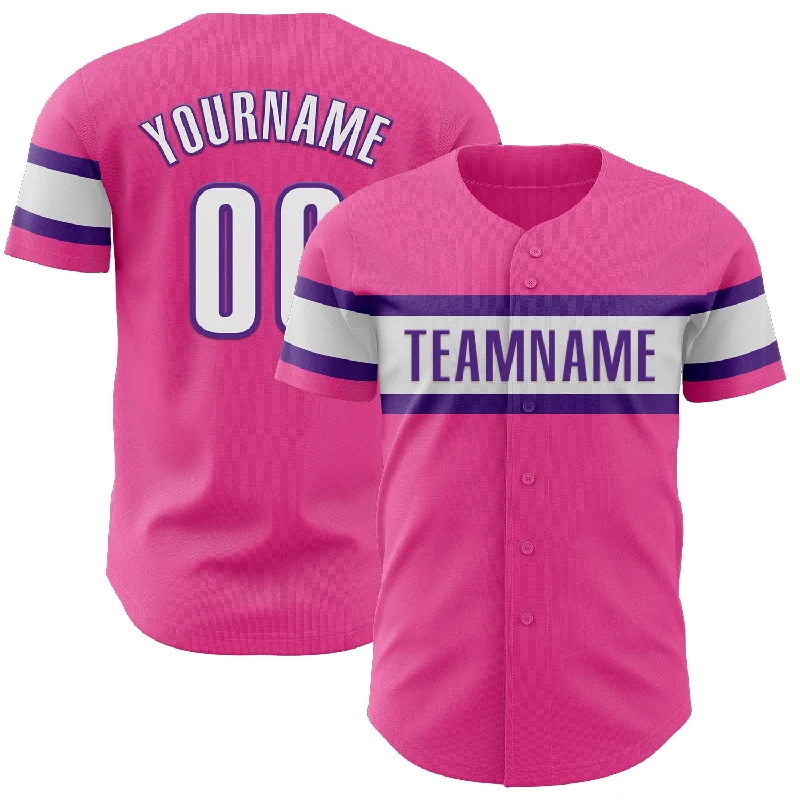 Personalized Baseball Jerseys For Local Fans-Custom Pink White-Purple Authentic Baseball Jersey