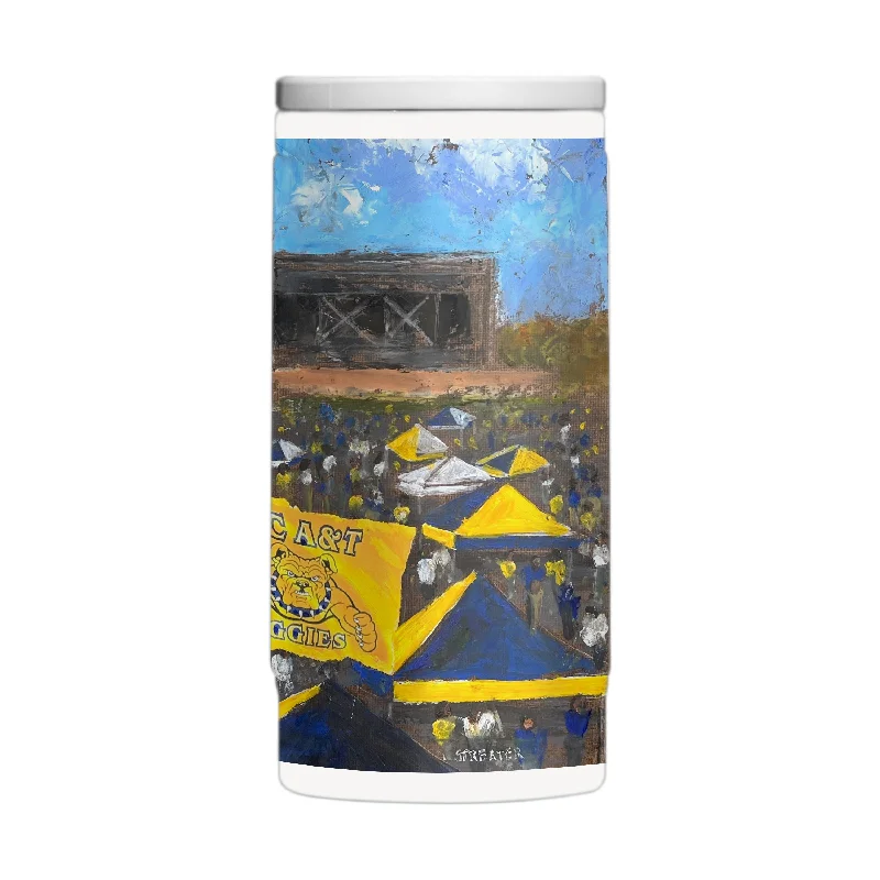 Team Mugs With Custom Text for Fans-North Carolina A&T 12oz Collector Powder Coat Slim Can Coolie