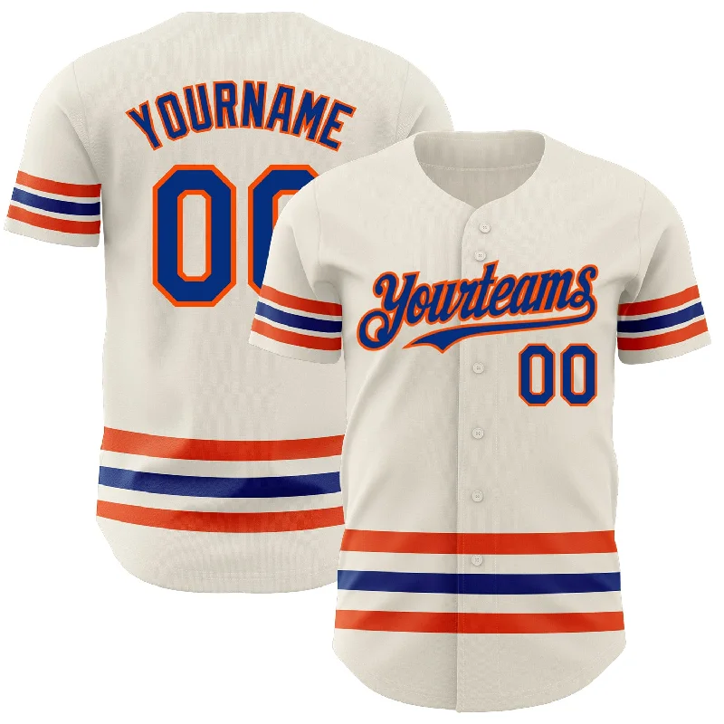 Baseball Jerseys For Youth Leagues-Custom Cream Royal-Orange Line Authentic Baseball Jersey