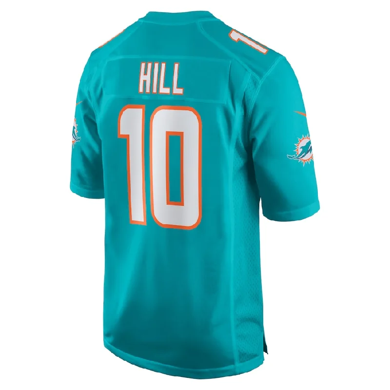 Rugby Jerseys With Custom Sizing-M.Dolphins #10 Tyreek Hill Aqua Game Jersey Stitched American Football Jerseys