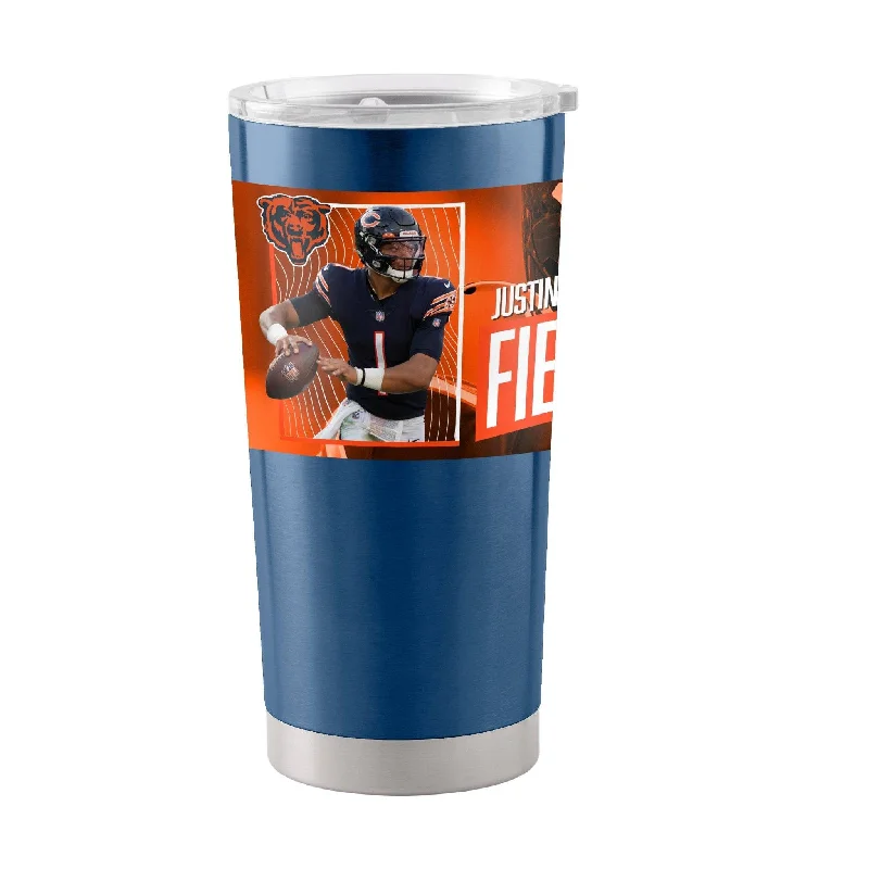 Personalized Team Mugs With Team Icons-Chicago Bears 20oz Justin Fields Stainless Tumbler