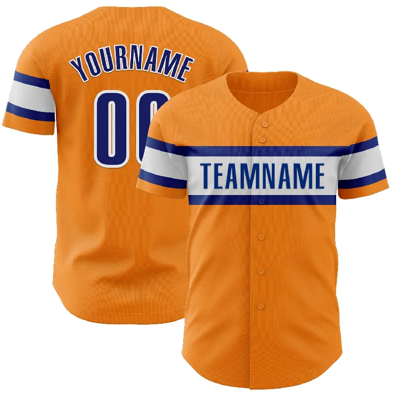 Baseball Jerseys With Custom Branding For Teams-Custom Bay Orange Royal-White Authentic Baseball Jersey